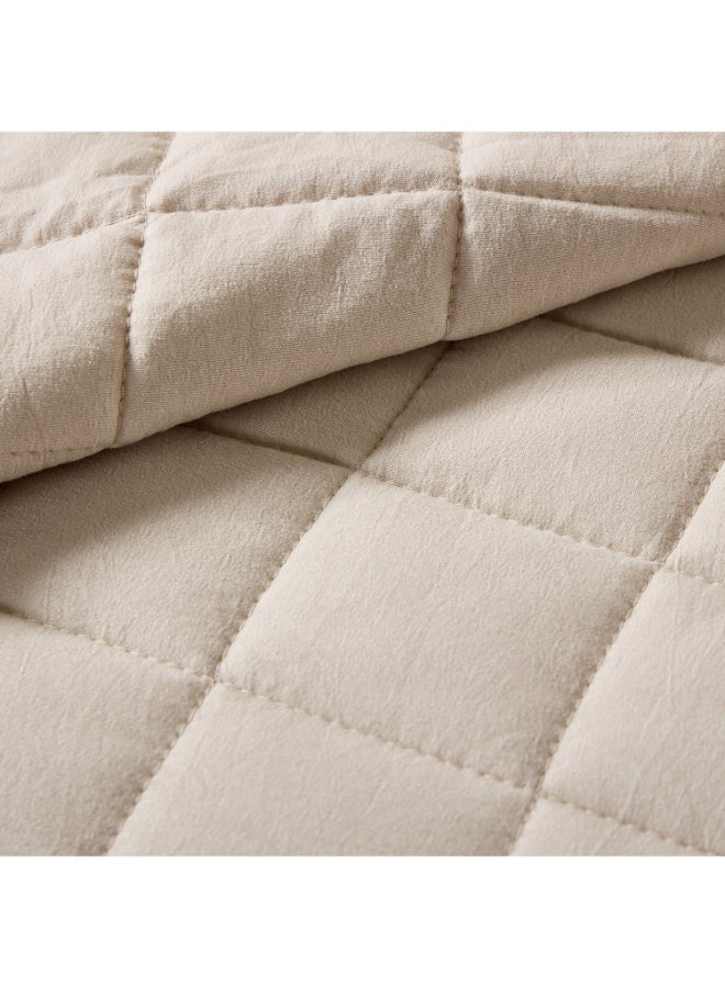 Home Box Twin Microfiber Quilt Set - Beige - 3 Pieces - Image 3